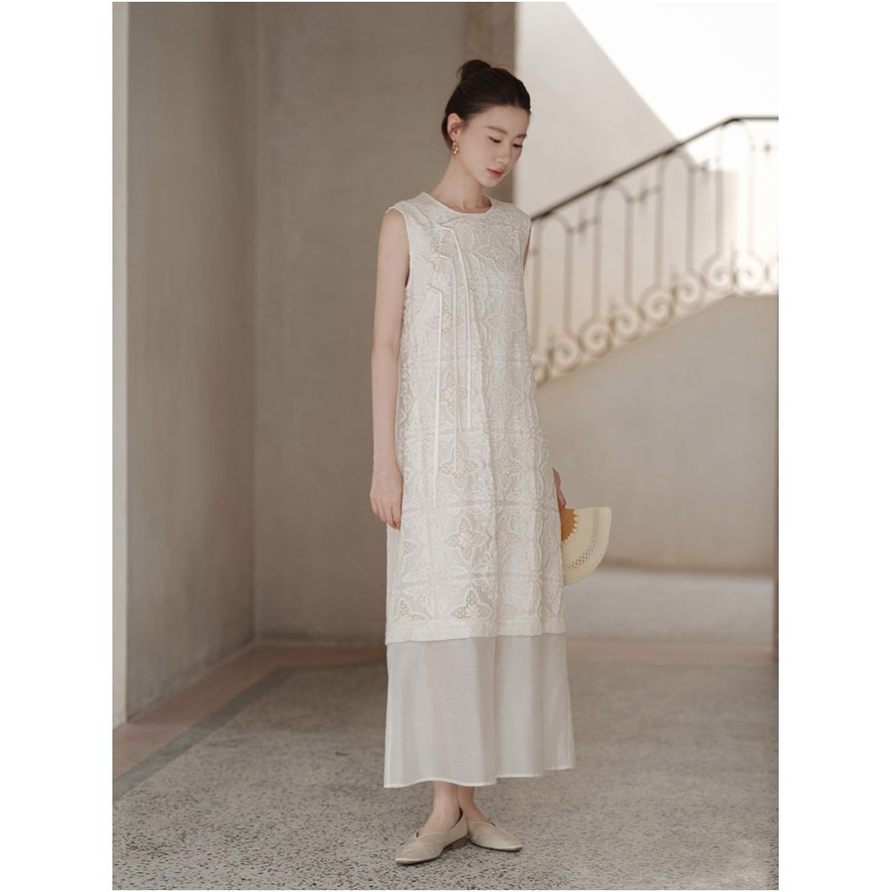 Chu Chan Yi Shi New Chinese Style Dress for Women Summer 2026 Elegant Retro Loose fitting Slanted front Modified Cheongsam image 4