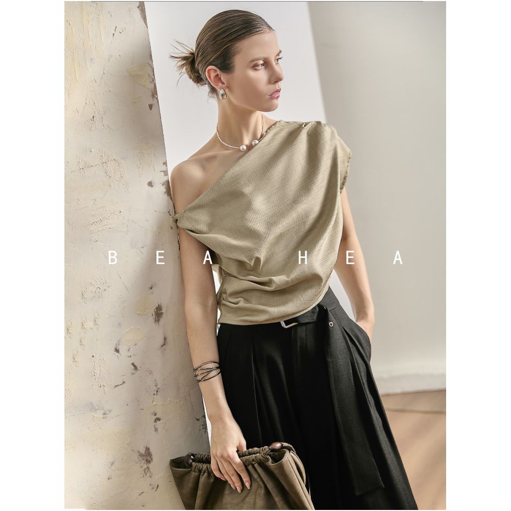 BEA HEA Trendy Retro Deconstructed Irregular Off Shoulder Top Cool and Relaxed Feel for Summer 2026 image 0