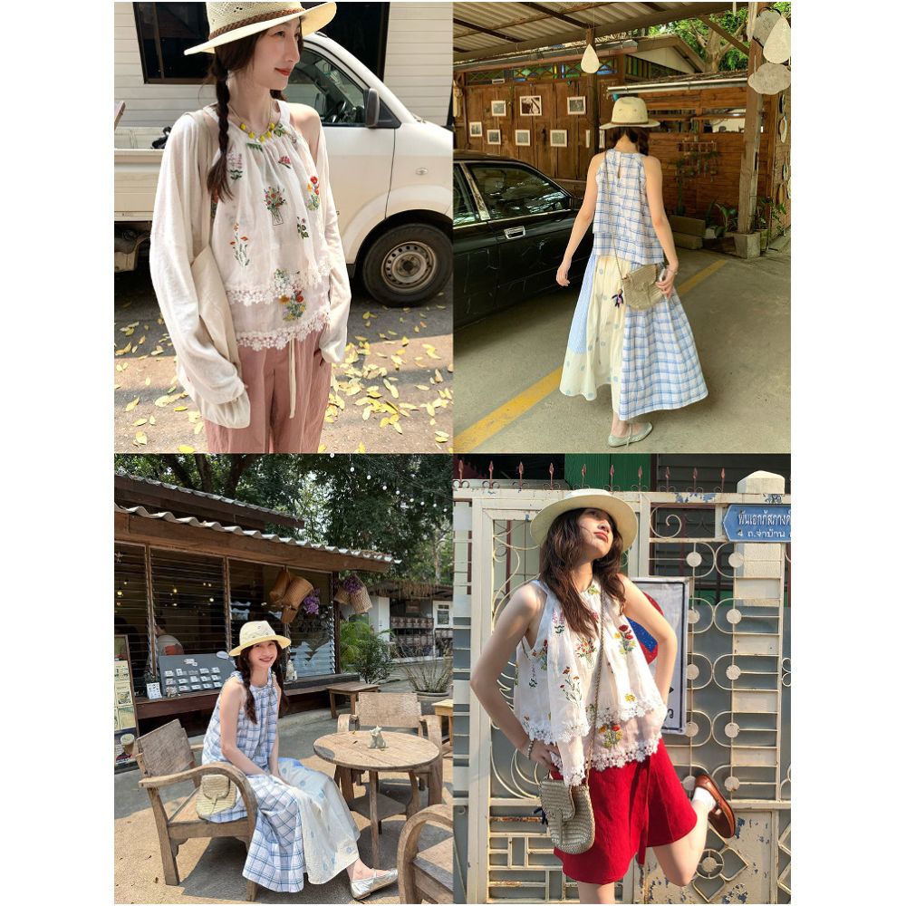 Tetu STUDIO 2025SS Free Spring Summer Two tone Ruffled Breathable Off Shoulder Top image 3