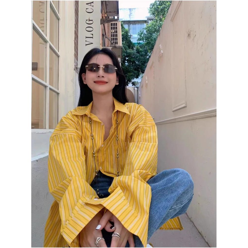ASAYA6799 – Golden Hour Striped Shirt ☀️💛