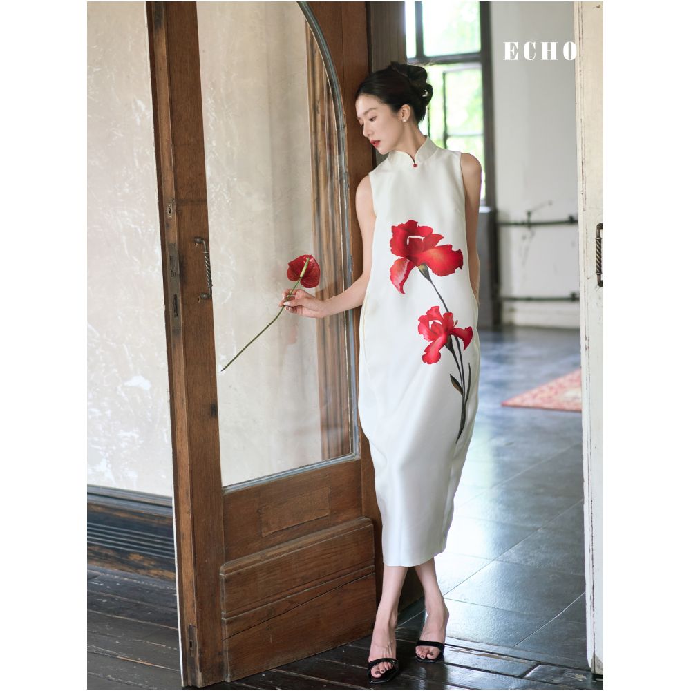 echo official New Chinese style cheongsam Willow Leaf Vase for brides maternity photos engagement and wedding toast dress image 2