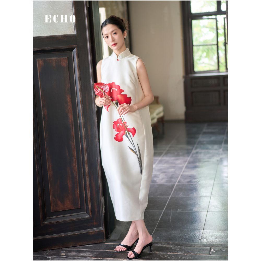 echo official New Chinese style cheongsam Willow Leaf Vase for brides maternity photos engagement and wedding toast dress image 3