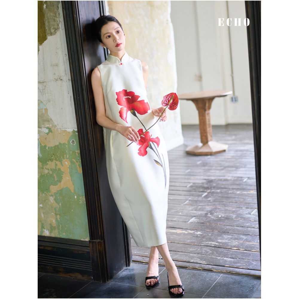echo official New Chinese style cheongsam Willow Leaf Vase for brides maternity photos engagement and wedding toast dress image 4