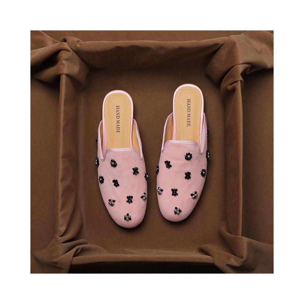 ASAYA6805 – Velvet Bloom Handmade Mules 🌿✨