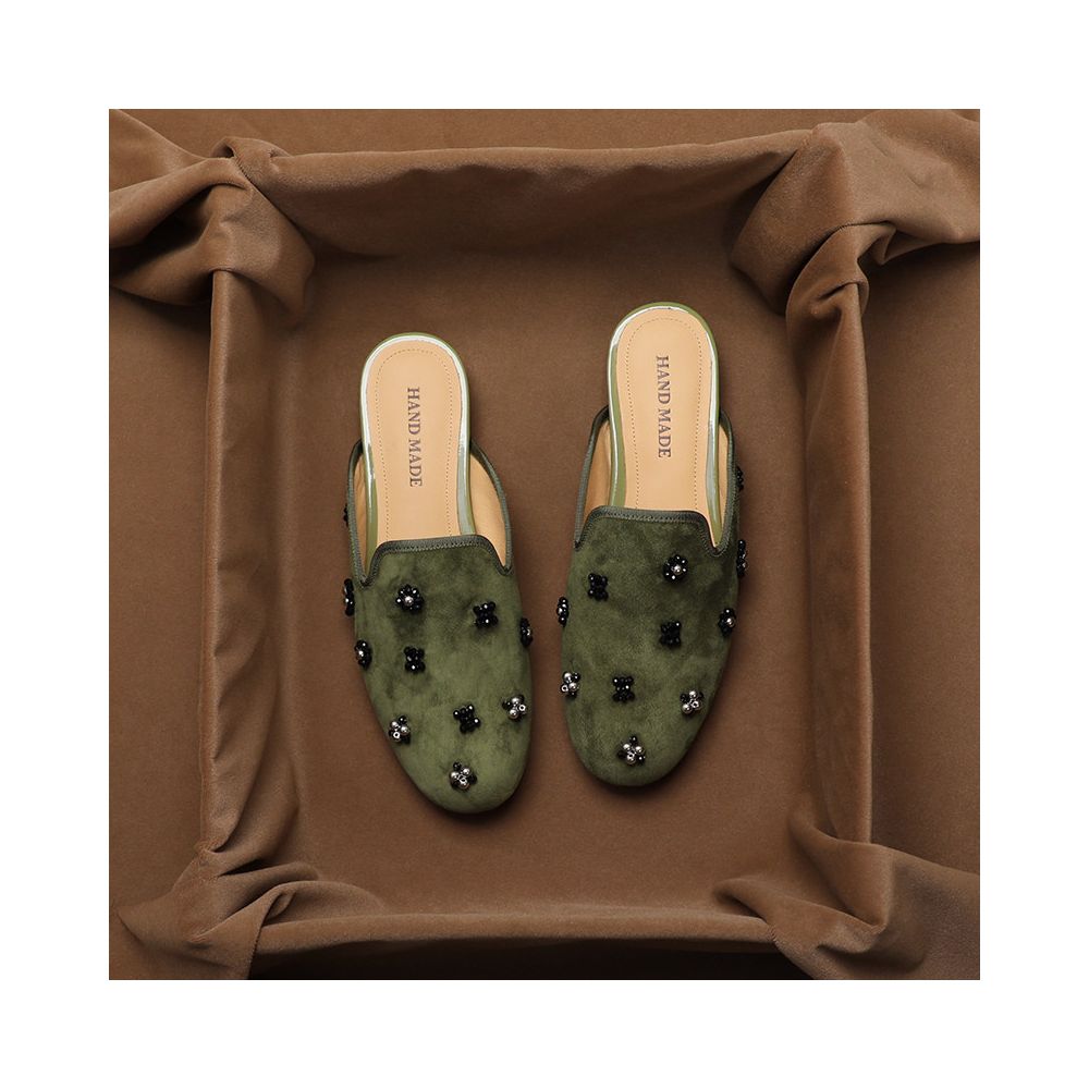 ASAYA6805 – Velvet Bloom Handmade Mules 🌿✨