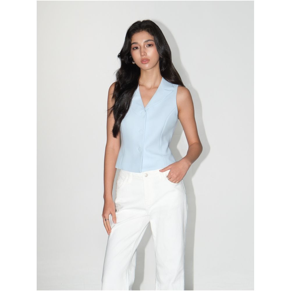 NEVA HU Free Street Classic V neck Suit Vest for Women Slim Fit Sleeveless Commuter Style Top image 4