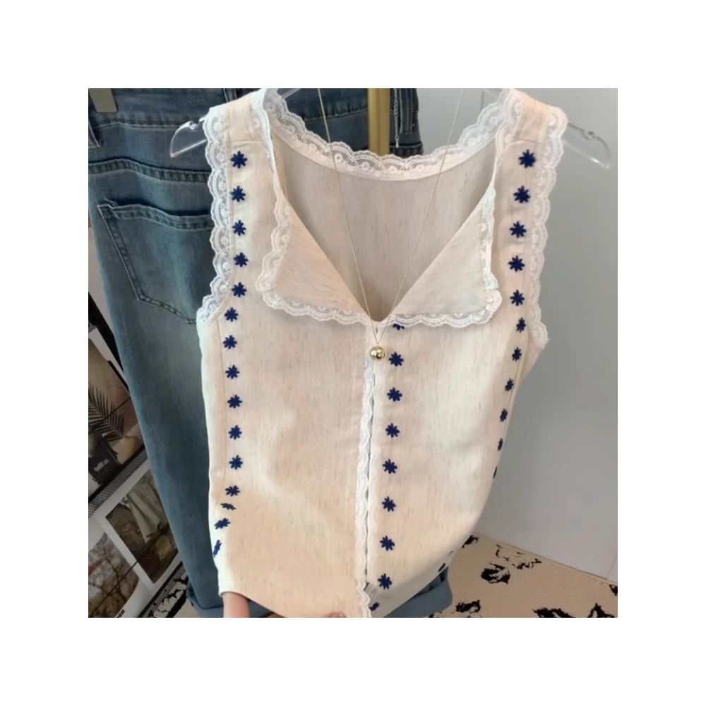 ASAYA6829 – Riviera Daisy Lace Vest 🌼💙