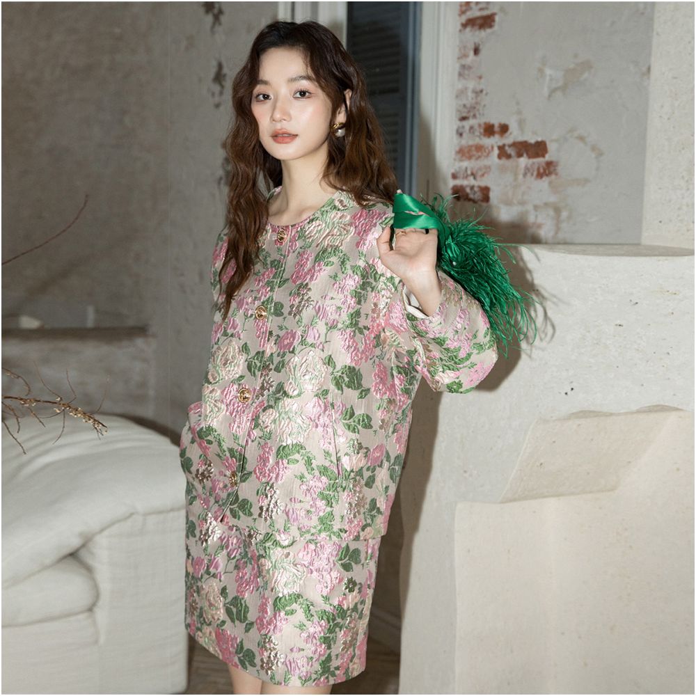 ASAYA6843 – Sakura Bloom Jacquard Set 🌸🍃