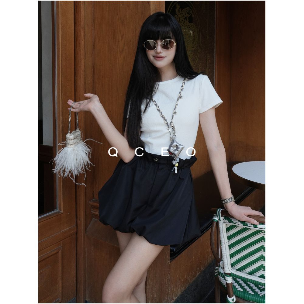 QCEO s Slimming Miracle Pants Airy Pleated Lantern Pants Casual Shorts High Waisted Pleated Tulip A Line Pants for Women s Summer image 1