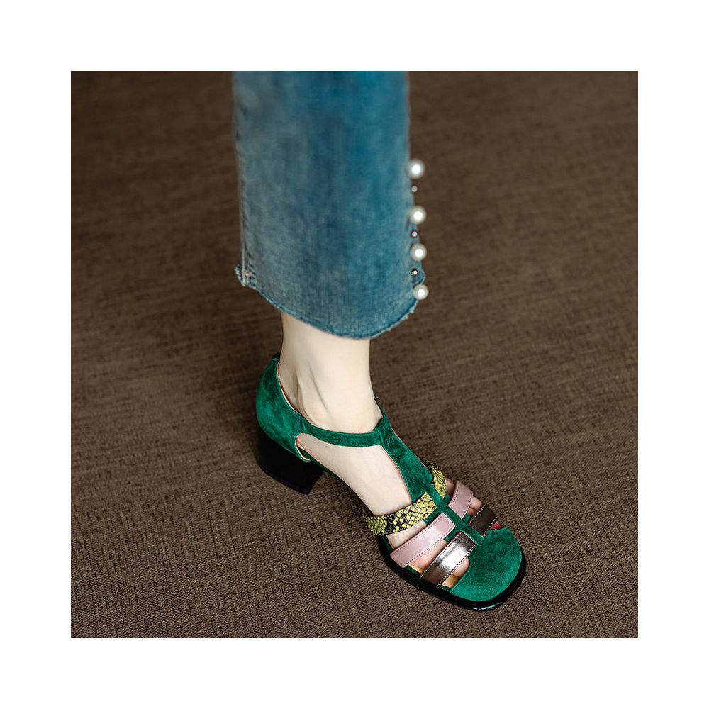 ASAYA6839 – Riviera Mosaic Mary Jane Heels 💚✨