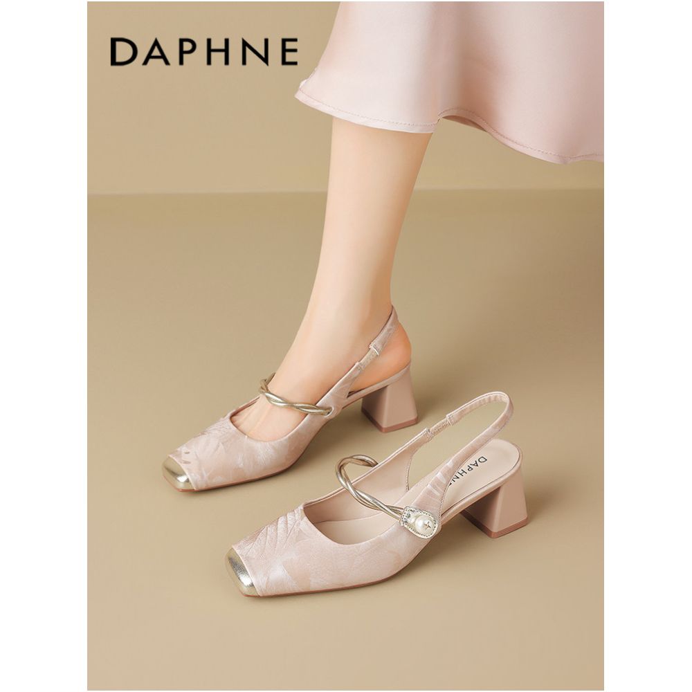 Daphne New Chinese Style High Heeled Sandals for Women 2026 Summer Style Chunky Heel Closed Toe Mary Jane Shoes image 1