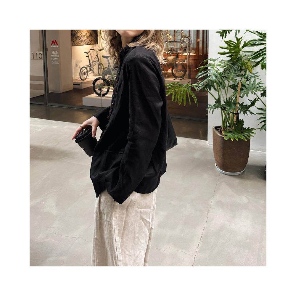 New Spring Summer Women s Modern Chinese Style Super Slimming Retro Old Money Style Plus Size Linen Stand Collar Long Sleeve Shirt Cardigan Coat image 3