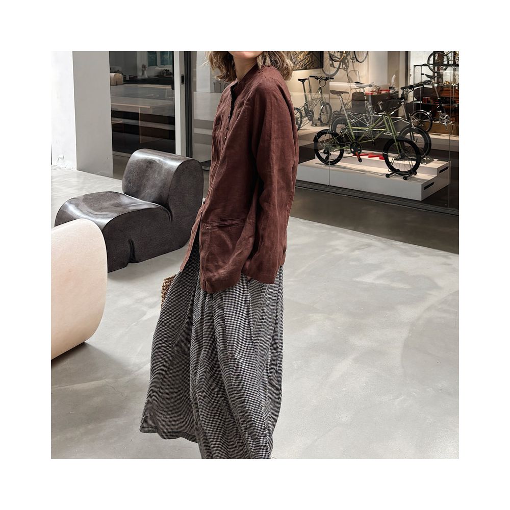 ASAYA6879 – Heritage Linen Mandarin Blouse 🌿🤎