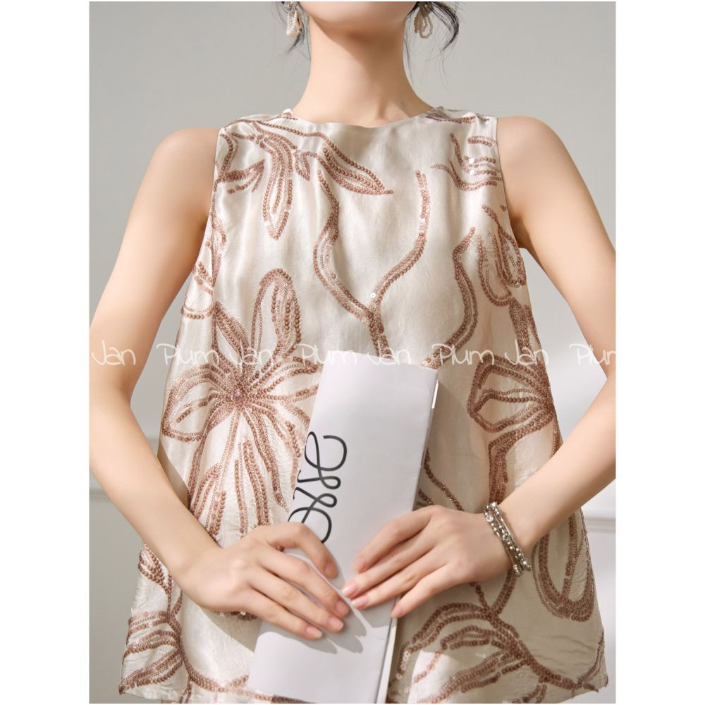 Plum Jan s uniquely designed beautiful high end vintage beaded embroidered sleeveless vest exudes a sophisticated understated luxury with a vintage feel image 0
