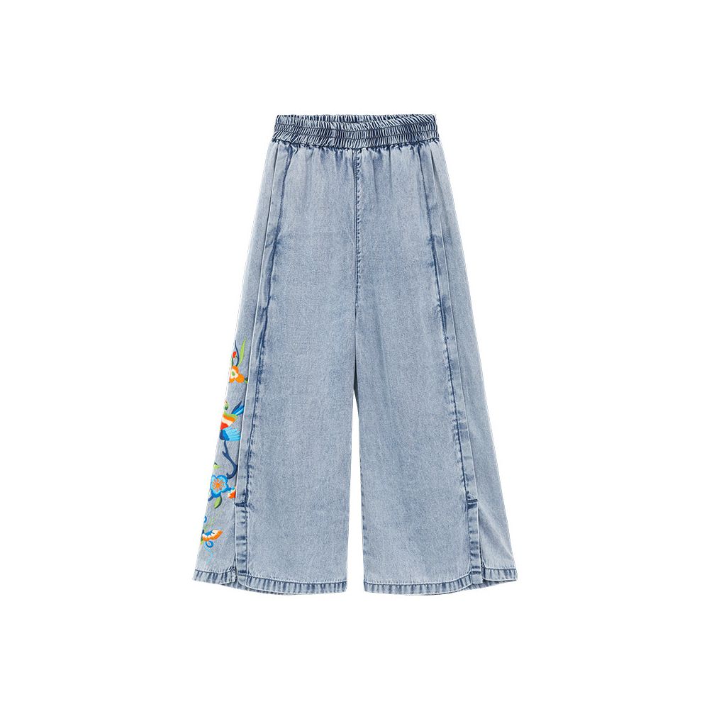 Su Luo s original SOLO Smoky Bird s Nest Summer Slimming Chinese Trend Embroidered Thin Denim Wide Leg Pants image 5