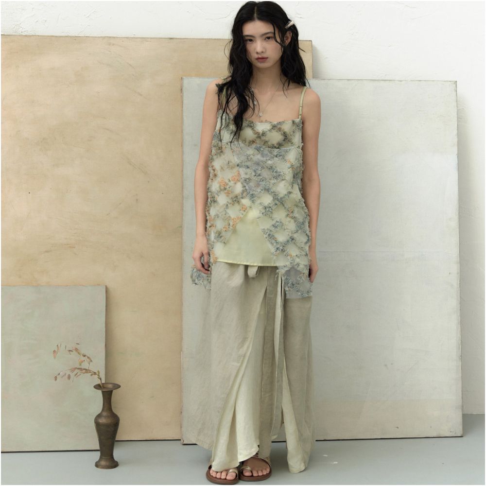 Chang Guang Aizi Original Design 3D Embroidered Mesh and Tencel Wool Camisole image 0