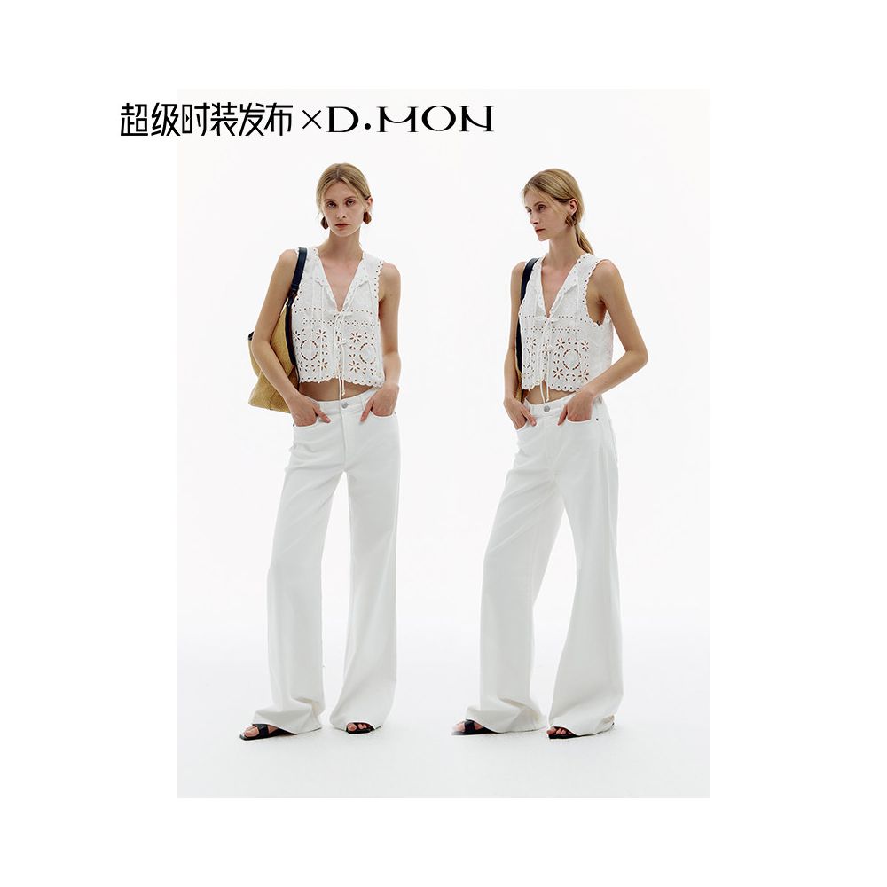 Super Fashion Show DMON Southern France Resort Beaded Hollow Out Embroidered Vest High Waisted A Line Skirt Set image 5