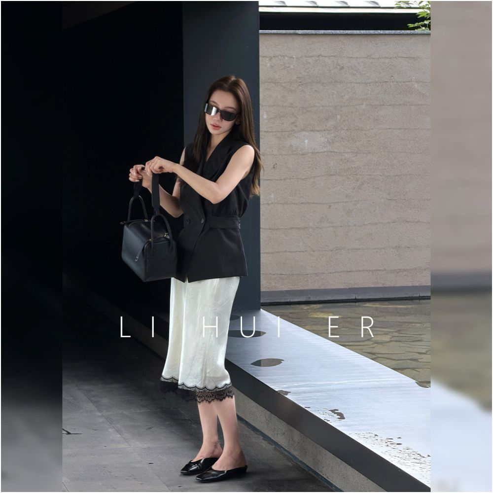 LiHuiEr Li Huier Nightfall Vina Summer Dark Acetate V Neck Outerwear Commuter Vest Top Women s image 2