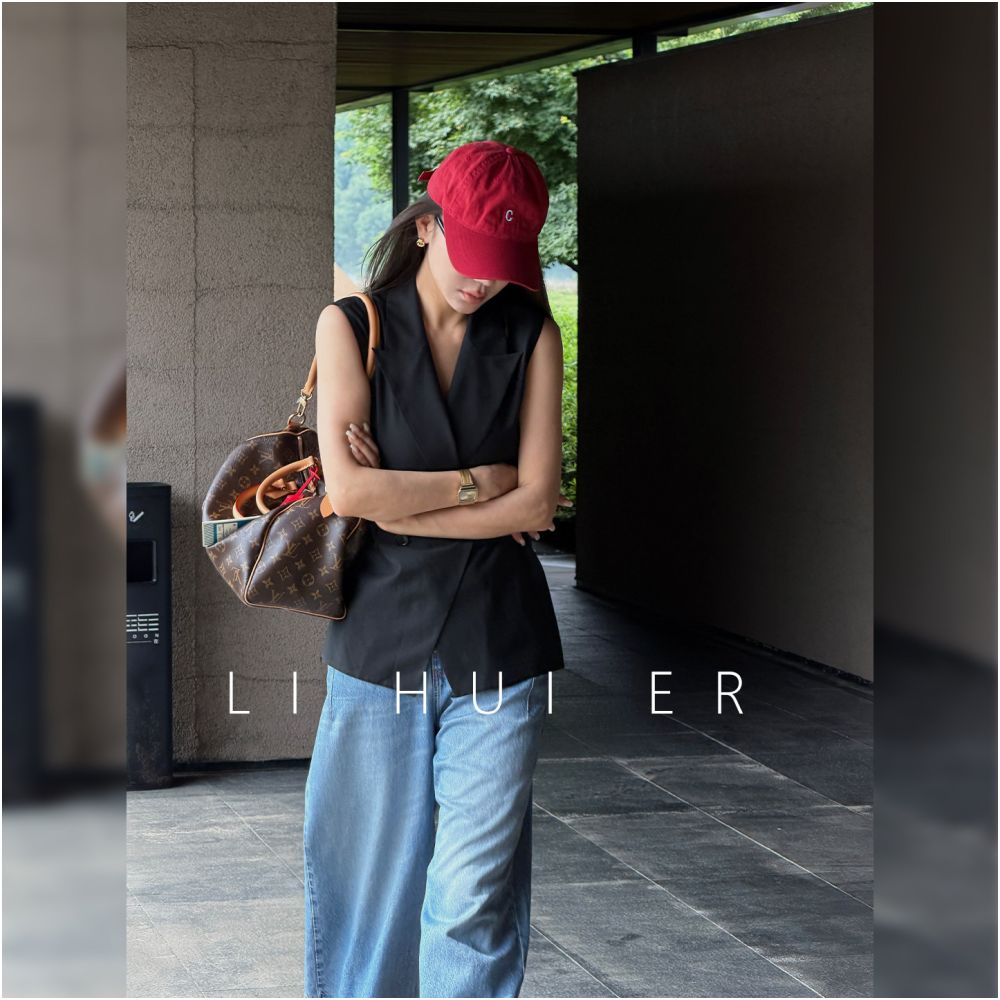 LiHuiEr Li Huier Nightfall Vina Summer Dark Acetate V Neck Outerwear Commuter Vest Top Women s image 3