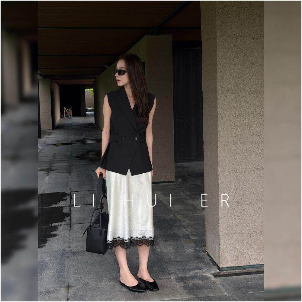 LiHuiEr Li Huier Nightfall Vina Summer Dark Acetate V Neck Outerwear Commuter Vest Top Women s image 4
