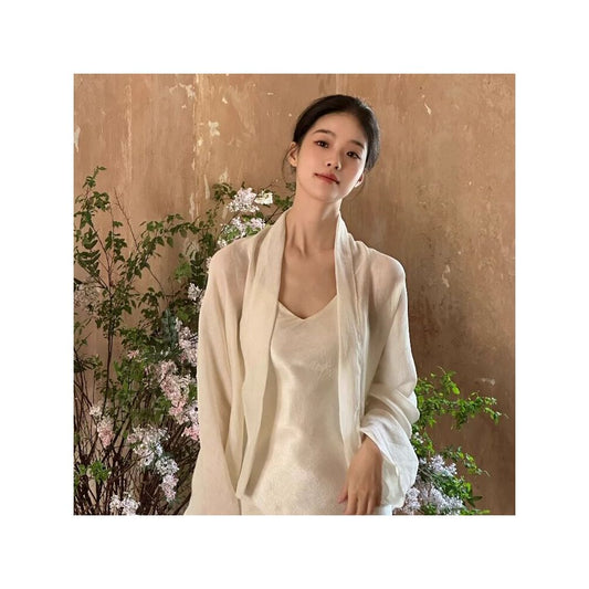 ASAYA6910 – Ivory Whisper Silk Cover-Up 🤍🕊️✨