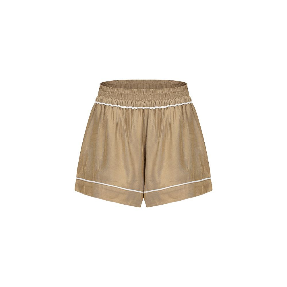 ASAYA6922 – Golden Glow Satin Shorts ✨🤎☀️