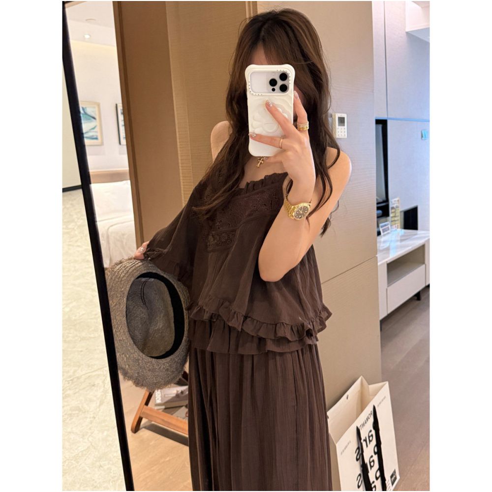 fancccy Lyocell Tencel Lace Ruffled Camisole for Women 2026 Summer New Style V neck Loose Fit Slimming Vest image 4