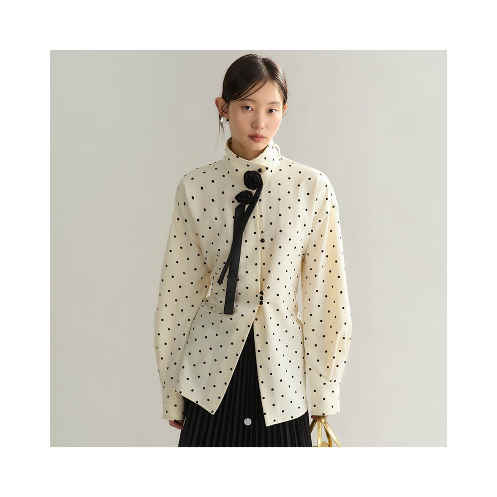 Original design by UART with ears Sincere wearing of roses with French polka dot flower ribbon shirt and skirt set image 4