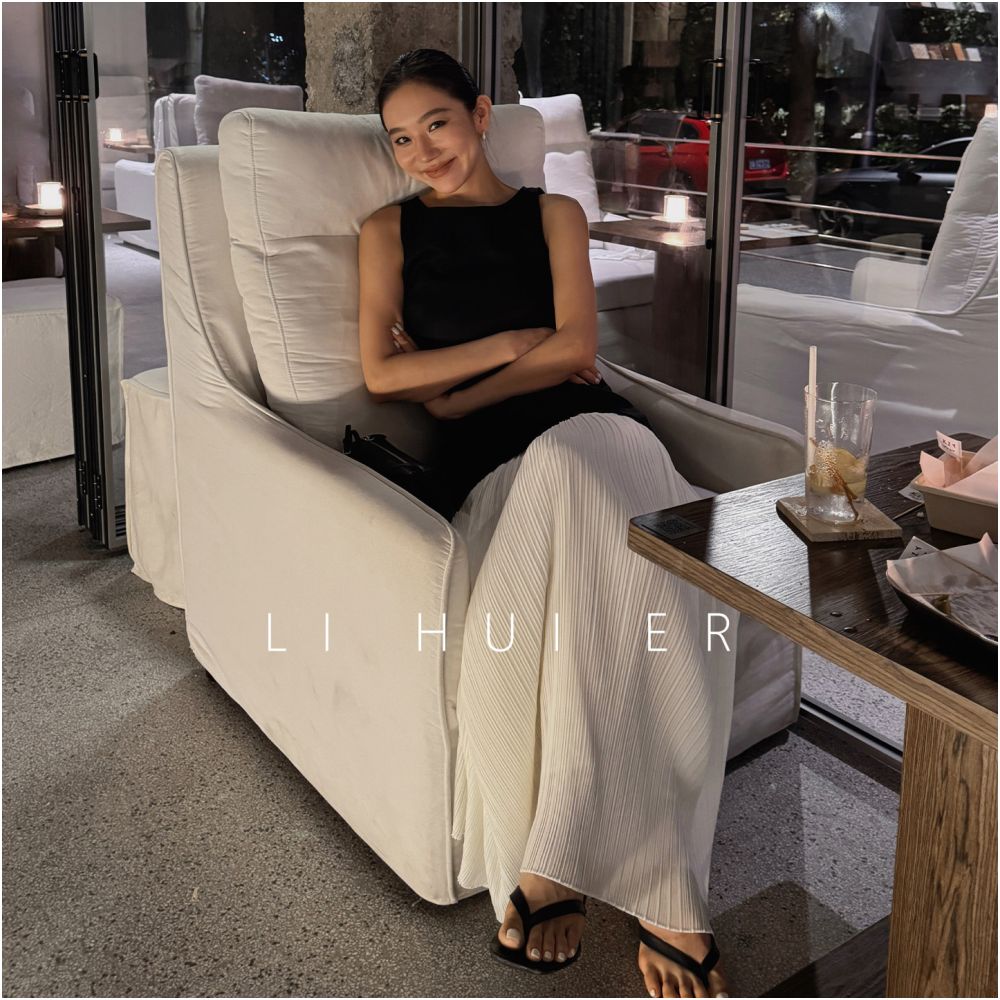 LiHuiEr Monet s Dream 2026 New Black and White Dress Faux Two Piece Sleeveless Vest Long Dress for Women image 3