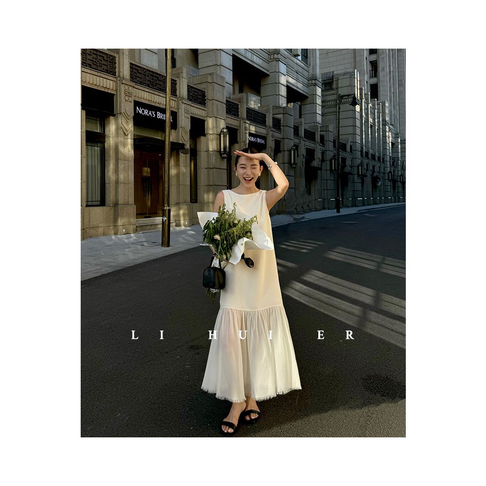 LiHuiEr Li Huier Prague White Dove Acetic Acid Dress Women s 2026 Super Beautiful and Slimming Long Dress image 2
