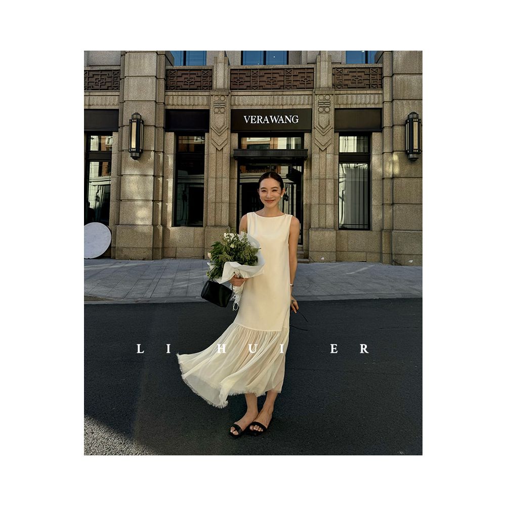 LiHuiEr Li Huier Prague White Dove Acetic Acid Dress Women s 2026 Super Beautiful and Slimming Long Dress image 4