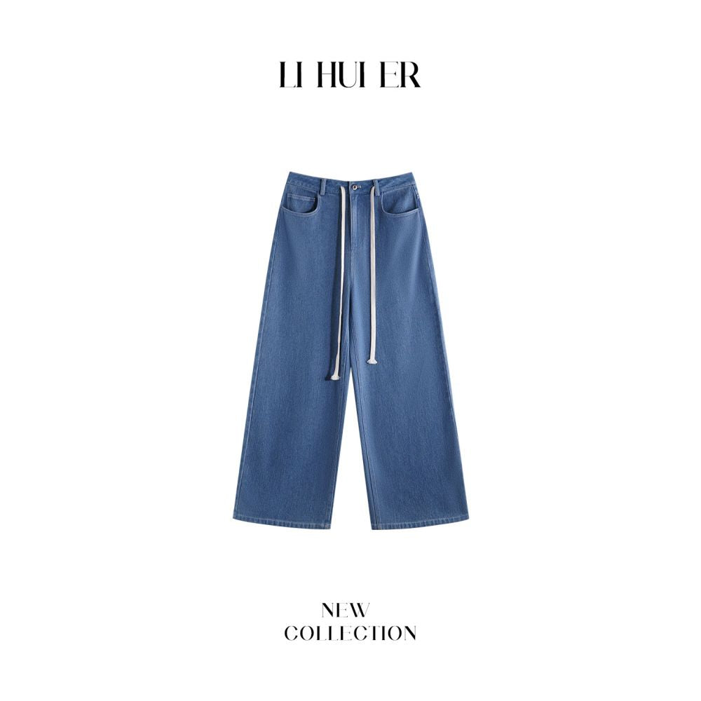 ASAYA6933 – Coastal Breeze Wide-Leg Denim Pants 💙☀️👖