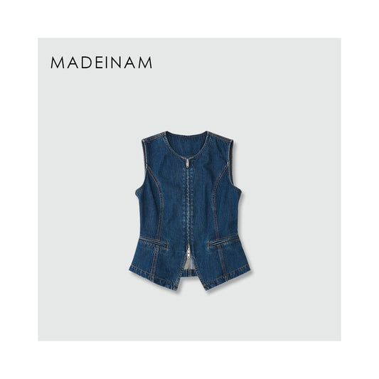 ASAYA6939 – Denim Sculpt Zip Vest 💙✨