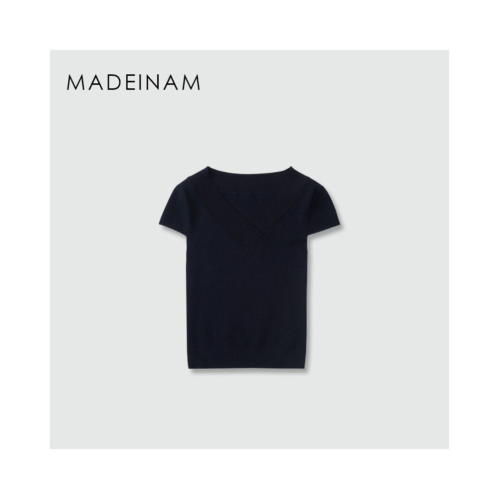 ASAYA6941 – Riviera Knit V-Neck Tee ⚓🤍