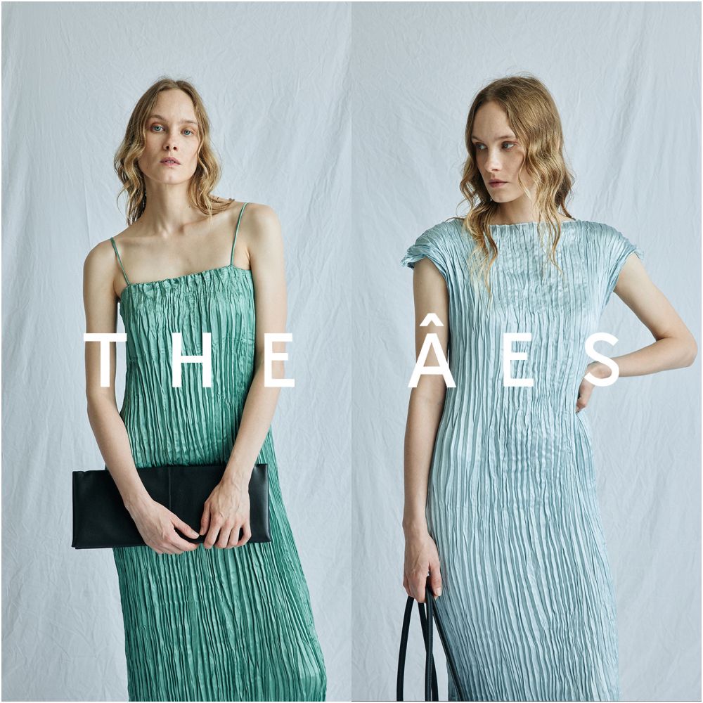 THE AES Vintage Collection Exclusive Satin Heavy Acetate Old Money Pleated White Moonlight Dress image 1