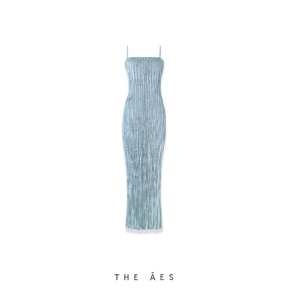 ASAYA6948 – Ocean Mist Pleated Dress 🌊✨