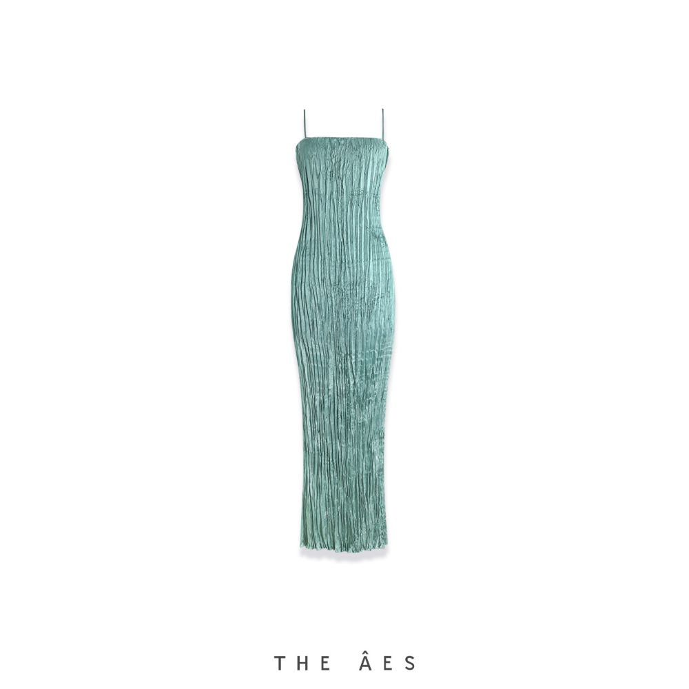 ASAYA6948 – Ocean Mist Pleated Dress 🌊✨