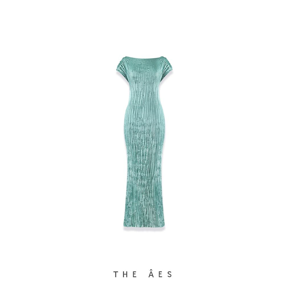ASAYA6948 – Ocean Mist Pleated Dress 🌊✨