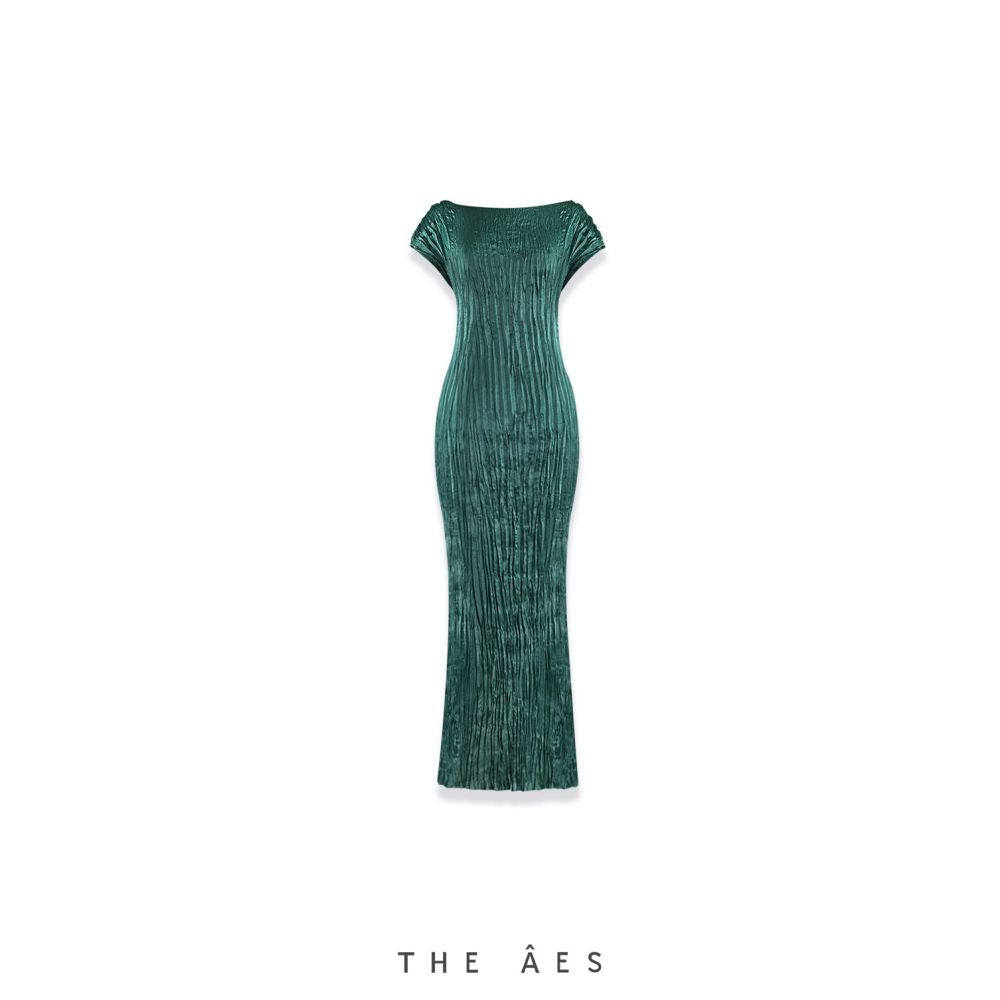 ASAYA6948 – Ocean Mist Pleated Dress 🌊✨