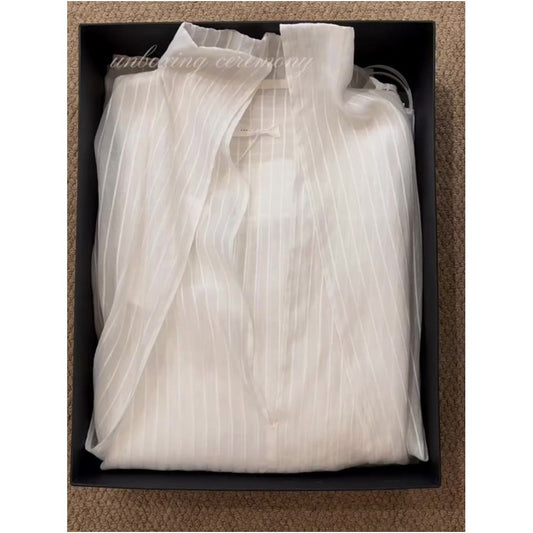 ASAYA6949 – Whisper Sheer Stripe Blouse 🤍✨