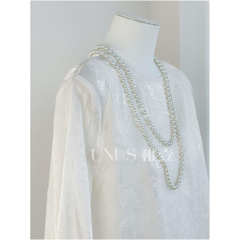 UNUS s textured shimmering brocade shirt a new Chinese style jacquard round neck long sleeved versatile and elegant Chinese style top image 2