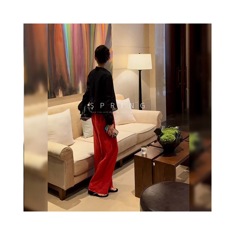 ASAYA6965 – Scarlet Flow Wide-Leg Pants ❤️✨