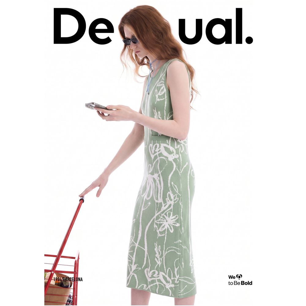 Desigual Spring Summer 2026 New Arrival Jacquard Knitted Loose fitting Sleeveless Women s Dress image 2