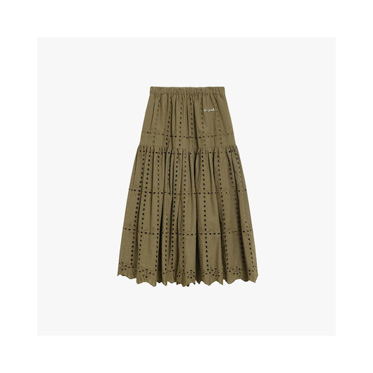 ASAYA6980 – Olive Broderie Midi Skirt 🌿✨