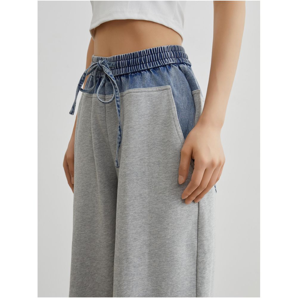 MOGE everyday versatile comfortable casual pants gray sweatpants with color blocking women s 2026 summer new style pants image 0