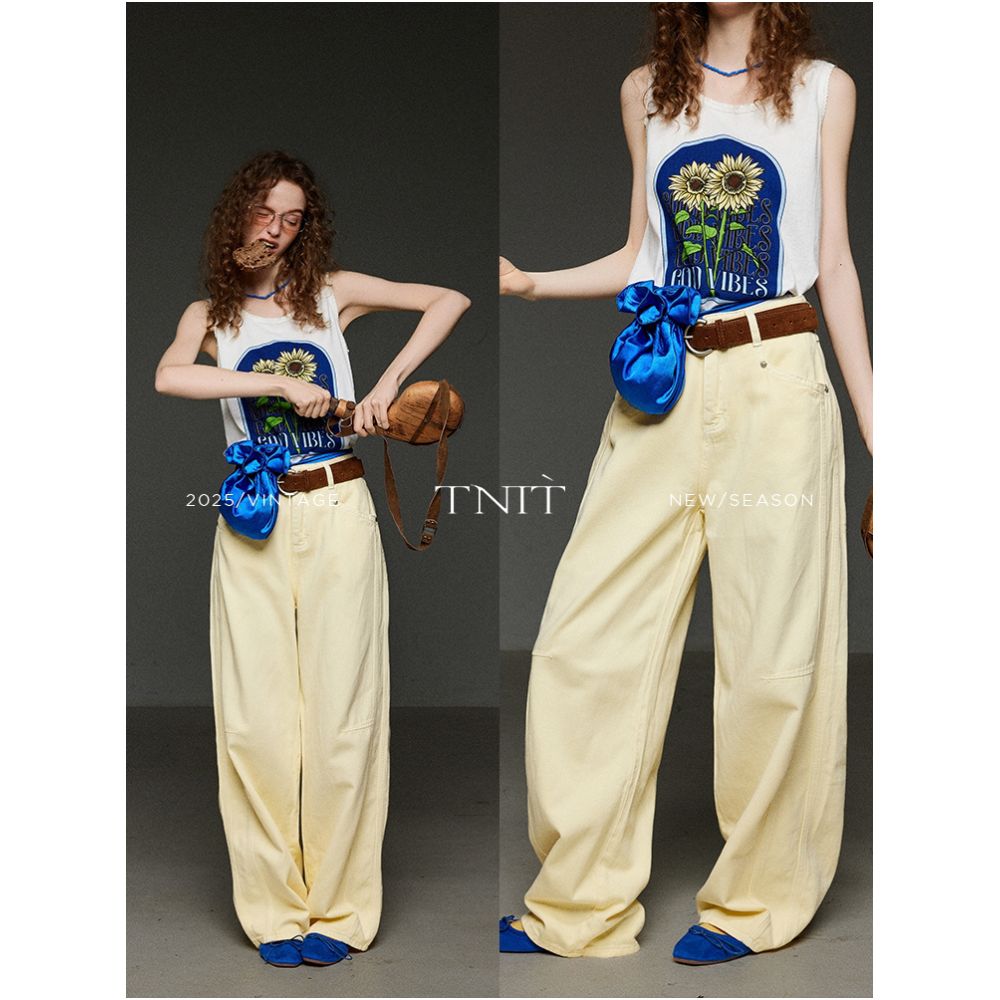 ASAYA6985 – Buttercream Barrel Denim Pants 🤍🌾