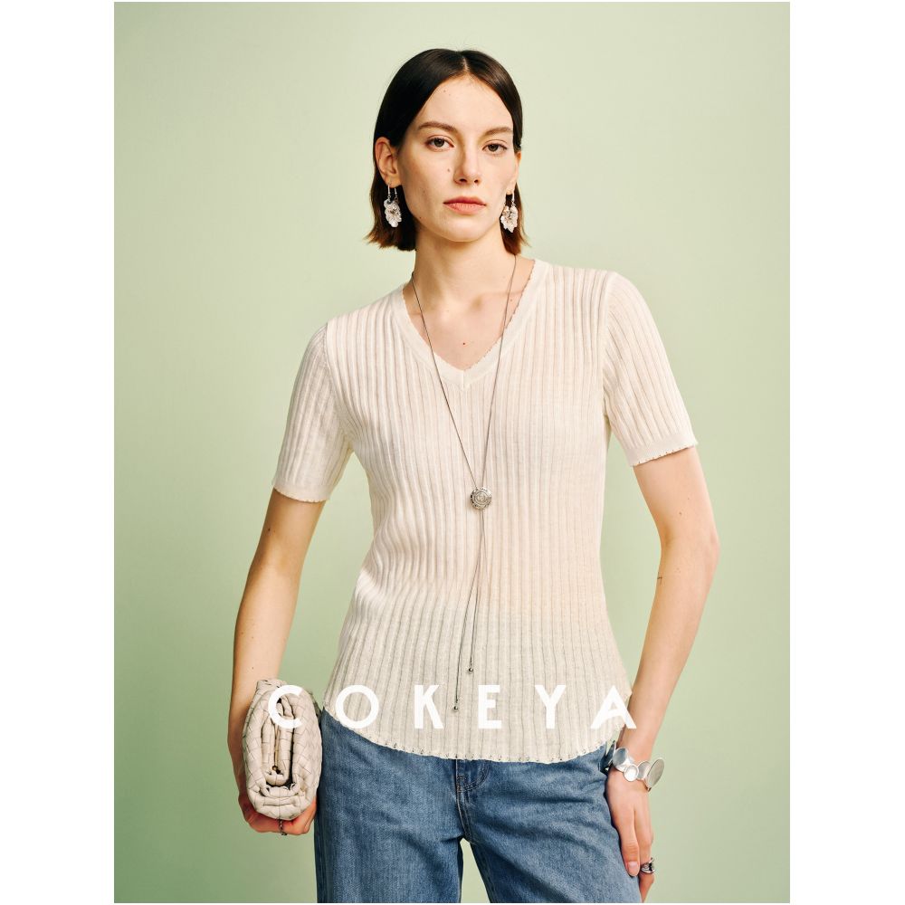 COKEYA Summer Overture Linen Knit Sunscreen Cardigan Thin Summer Top 2026 New Style Wool Short Sleeve image 2