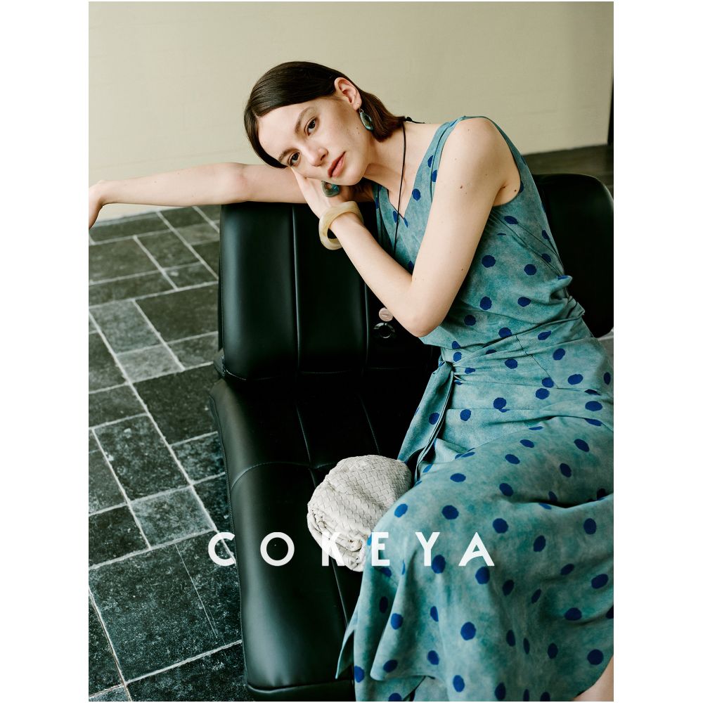 COKEYA Seine Evening Breeze 6A Grade Silk Mulberry Silk Polka Dot Vest French V Neck Sleeveless Dress for Women Summer image 1