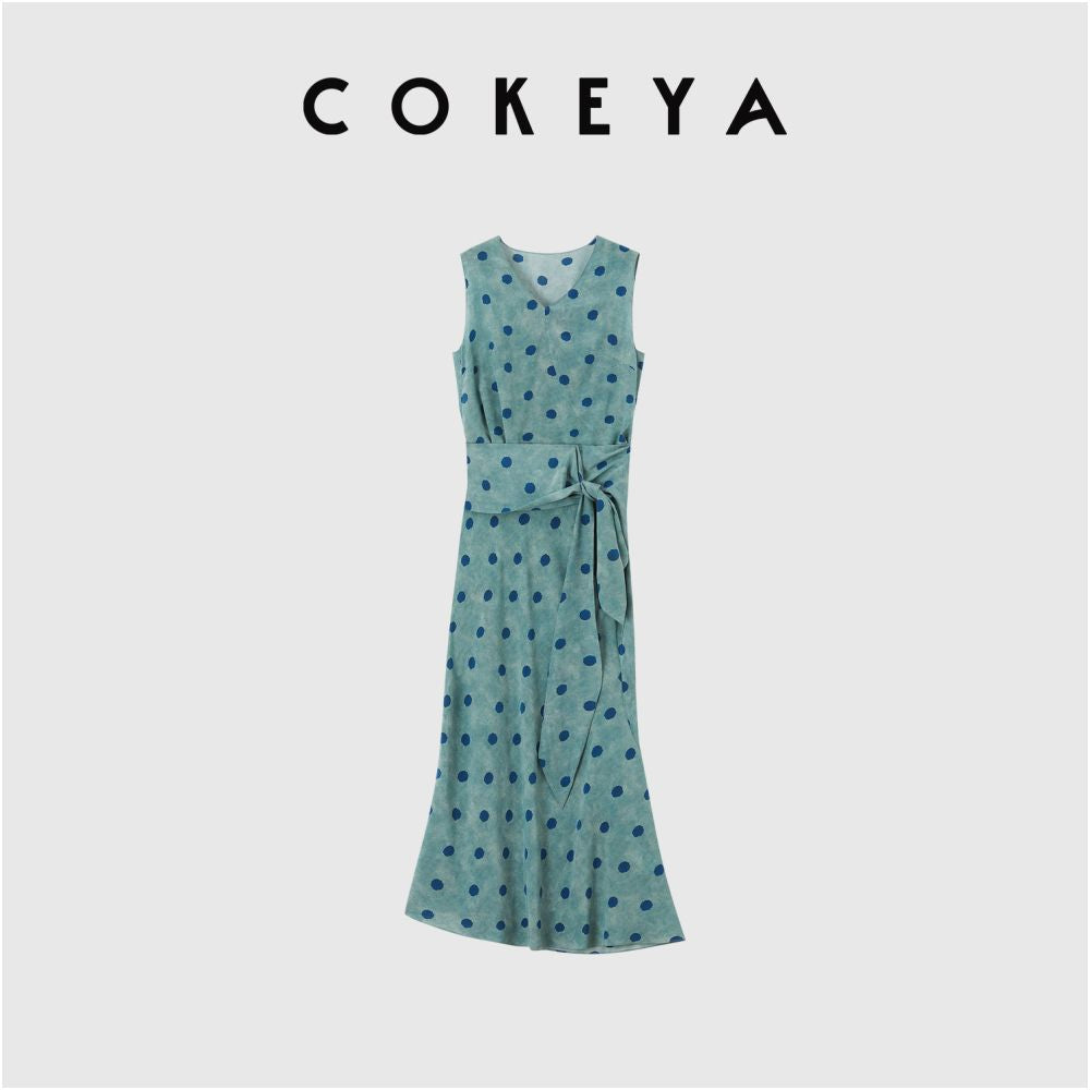 ASAYA6989 – Vintage Silk Polka Wrap Dress 💙🍂