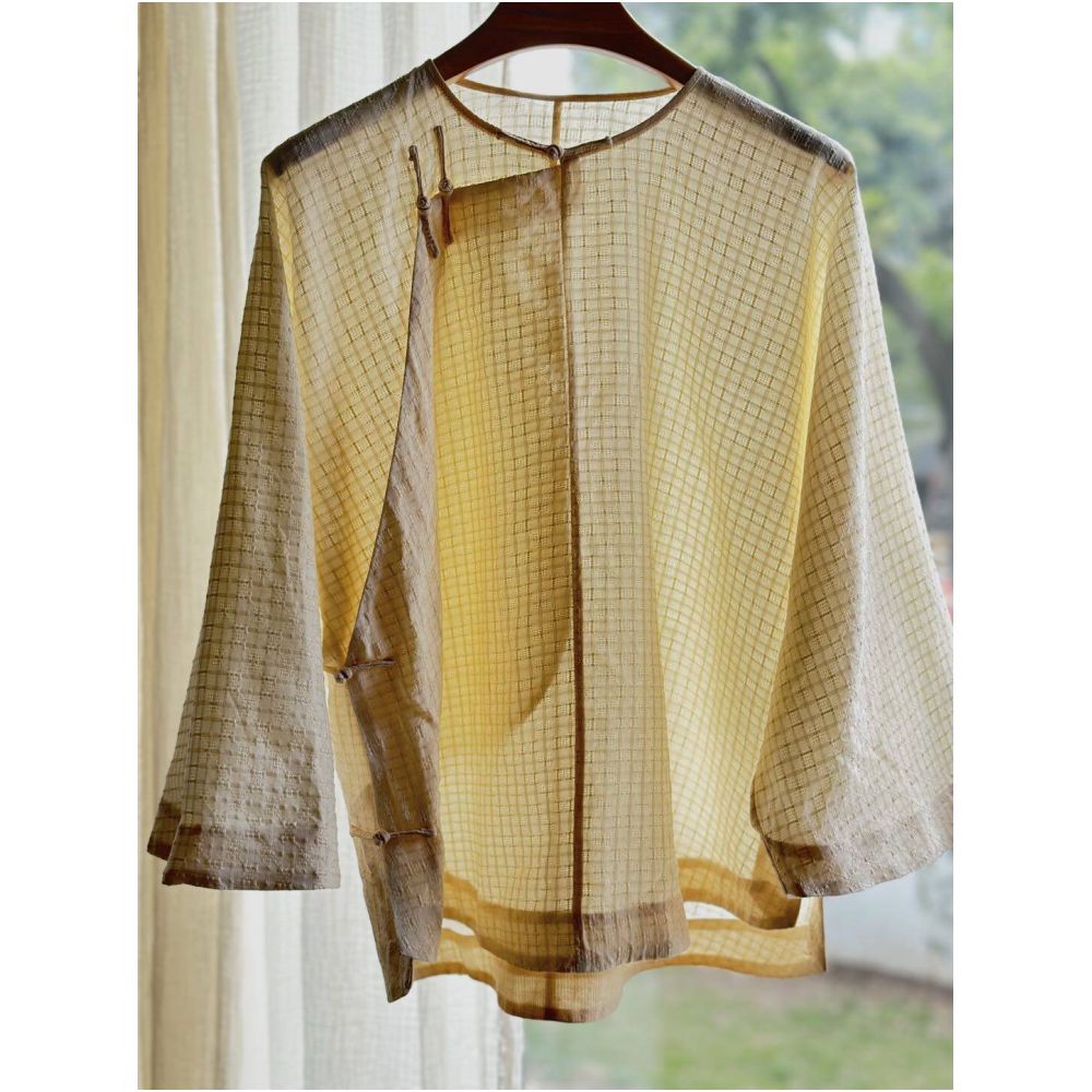 2025 New Arrival High End Original Line MGSZ686 New Chinese Retro Style Tussah Silk Handmade Button Shirt image 3